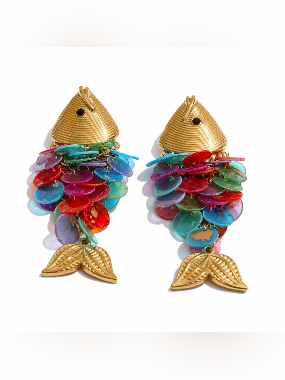 Colorful Fish Statement Earrings | 18K PVD Gold Plated Stainless Still